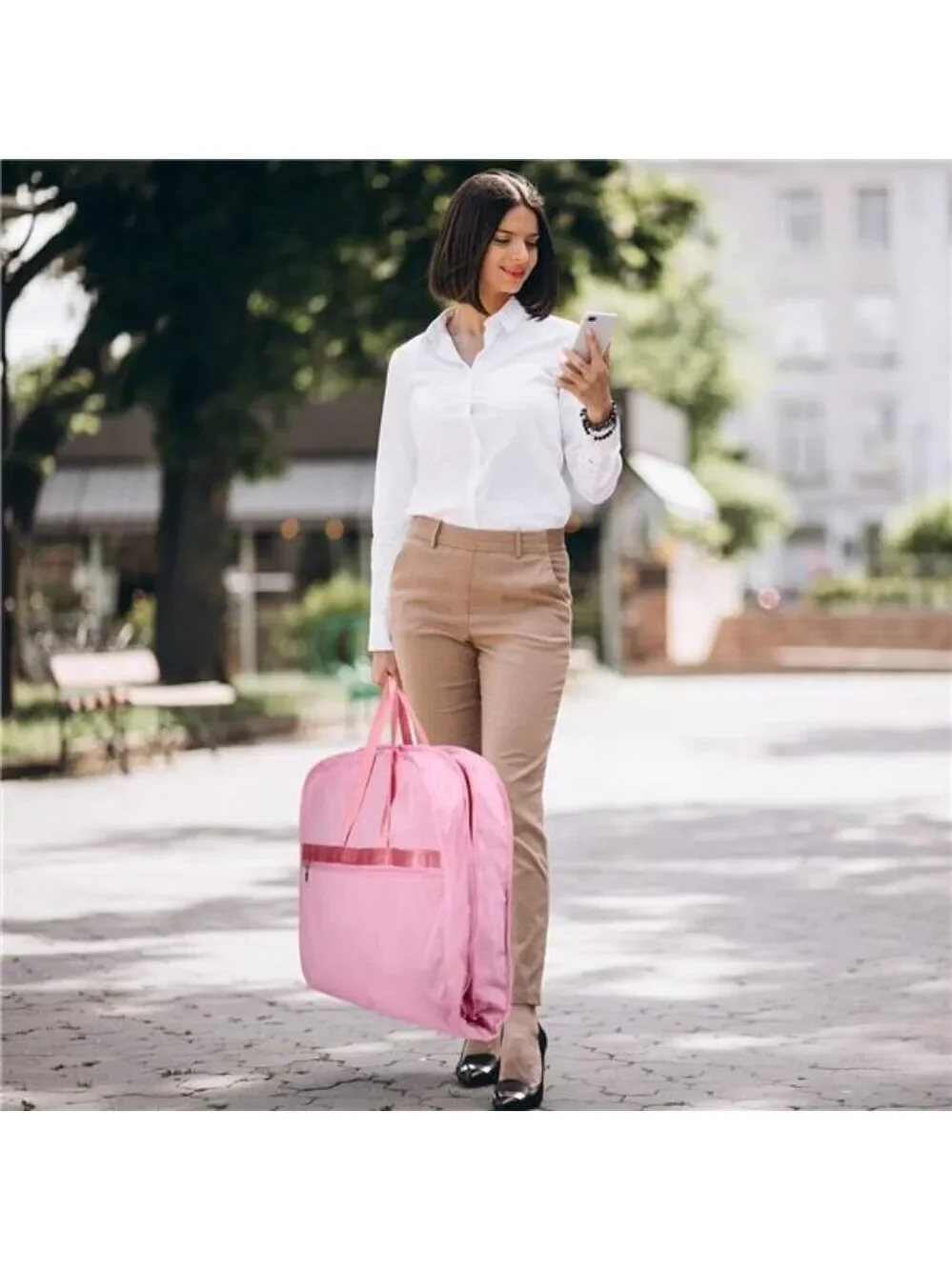 Heavy Duty Waterproof Garment Bag Travel Suit Tuxedo Coat Dress Foldable Pink